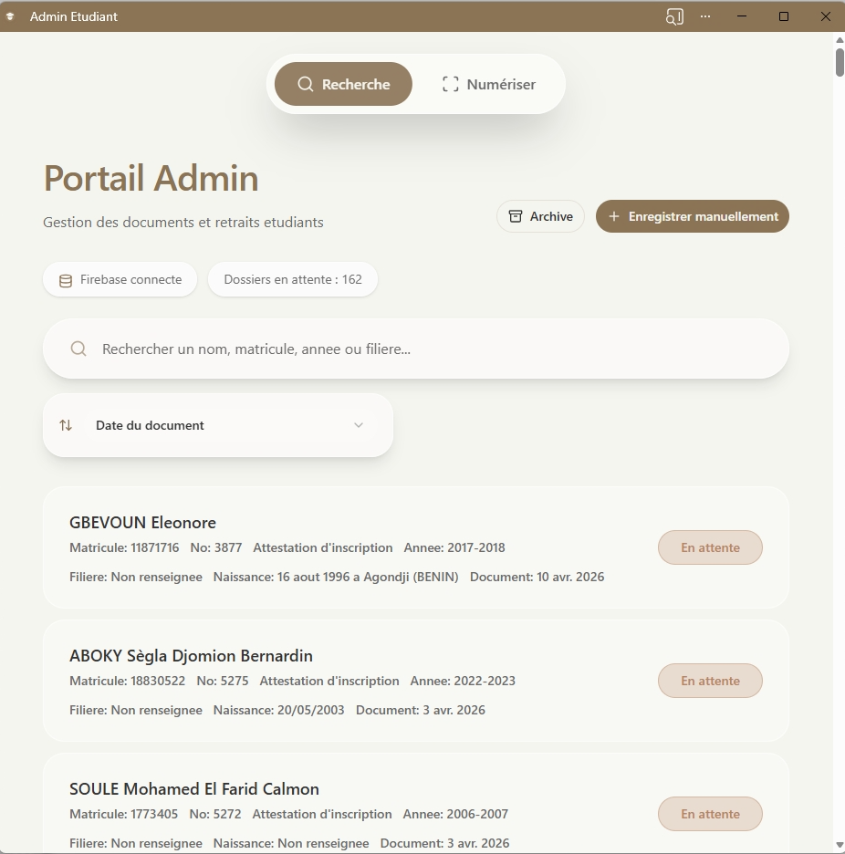Portail Admin Etudiant
